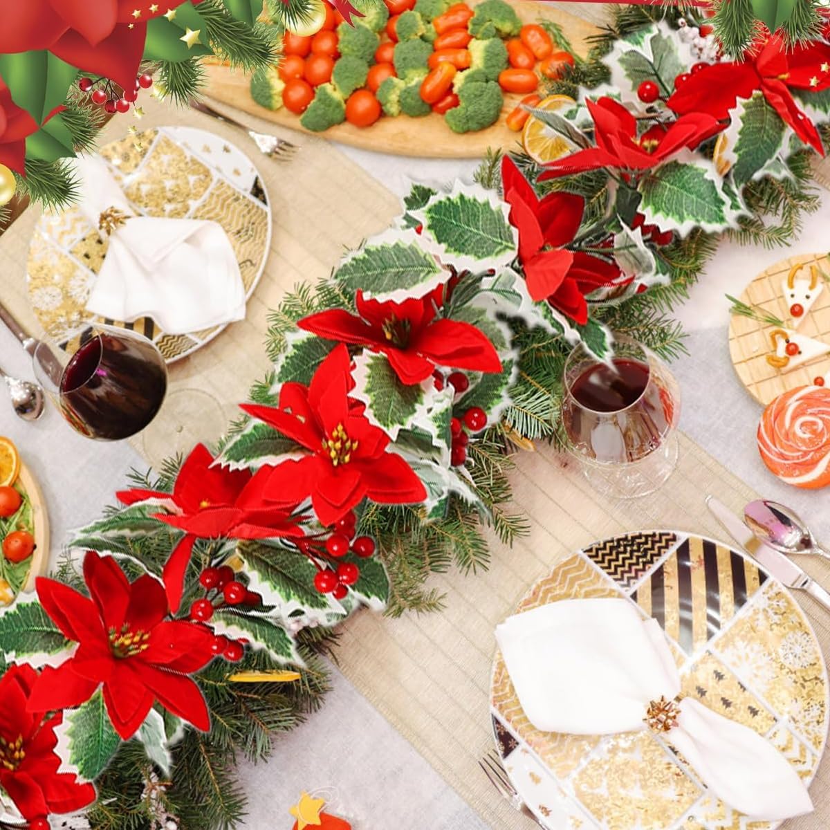 HASTHIP 2Pcs Christmas Tree Decorations 6.6Ft Poinsettias Ornament Artificial Winter Holly Christmas Tree Decorations Artificial Christmas Flowers Christmas Wreath Garland Decoration Door Decoration HASTHIP 2Pcs Christmas Tree Decorations 6.6Ft Poinsettias Ornament Artificial Winter Holly Christmas Tree Decorations Artificial Christmas Flowers Christmas Wreath Garland Decoration Door Decoration